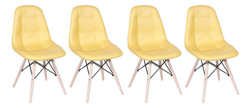 Conjunto 4 Cadeiras Eames Eiffel Botonê - Amarelo