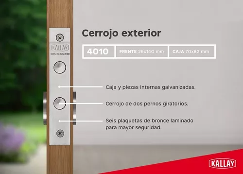 Kallay 4010 Cerrojo Seguridad Puerta Exterior Hermanado