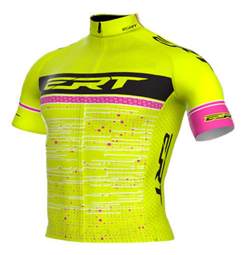 Camisa Ciclismo Curta New Elite Ert Team Rosa Race Uv+