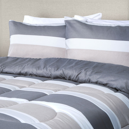 Plumón Reversible Soft Touch Amaro Gris Súper King
