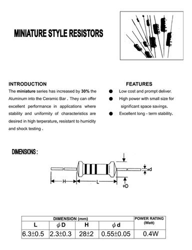 20 Resistencias Metal Film 1% 3000 Ohms 3k 0.4w