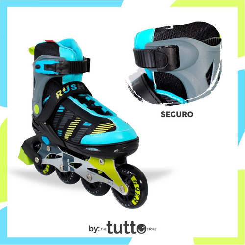 Imagen 6 de 9 de Patines En Linea Ajustables Gris Con Azul Rush