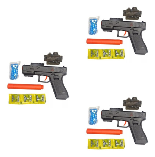 3 Pistolas De Hidrogel Modelo Glock Retráctil- Manual 