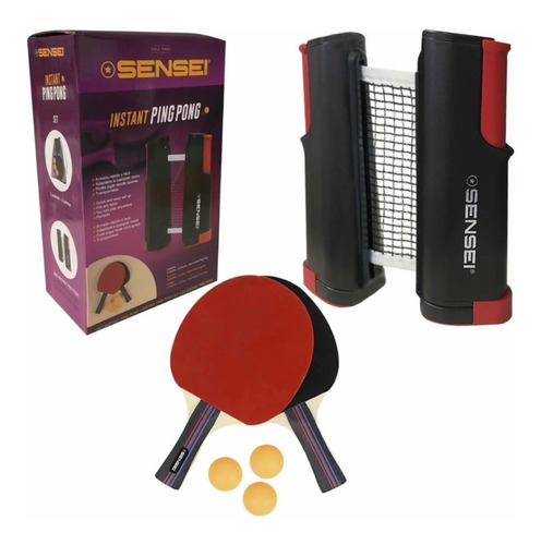 Set Ping Pong Sensei Instant Red + 2 Paletas + 3 Pelotas