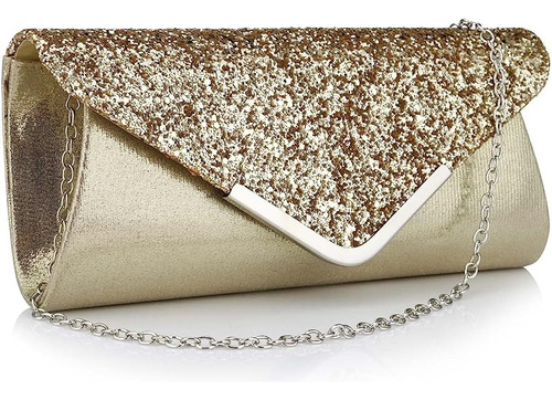 Bolso Fiesta Noche Clutch Dama Cartera Cocktail Dorada