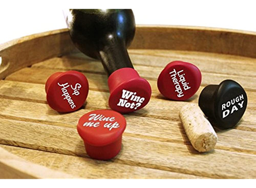 Vinaka Juego De 5 Tapones Para Vino Con Caja De Regalo Acces