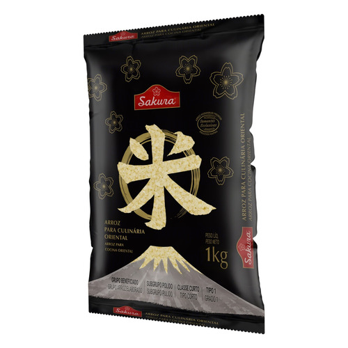 Imagem 2 de 4 de Arroz Tipo 1 para Culinária Oriental Sakura Premium Pacote 1kg Sakura