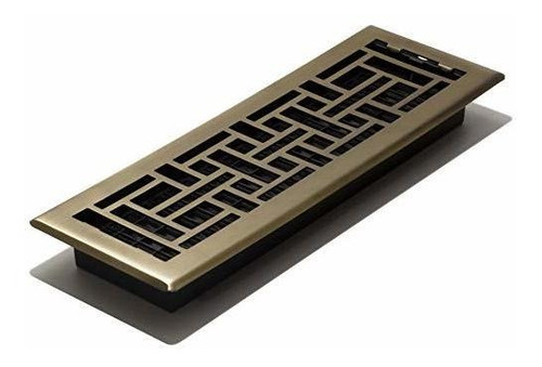 Decor Grates Oriental Floor Register, 4x14, Latón Envejecido