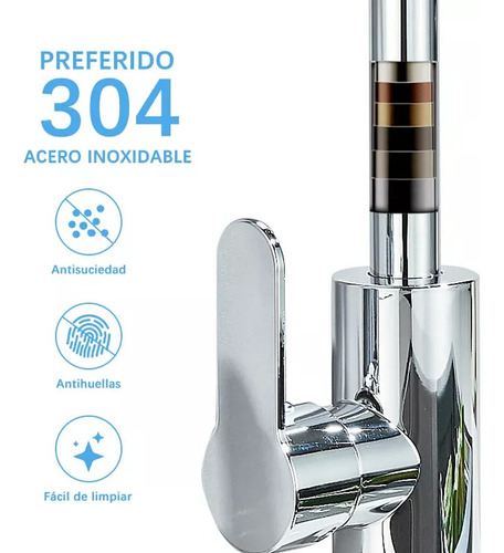 Grifo Mezclador Con Filtro De Agua Acabado Acero Inoxidable