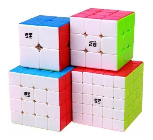 Cubos Rubik Pack De 4 Marca Qiyi 2x2, 3x3, 4x4, 5x5 En Caja