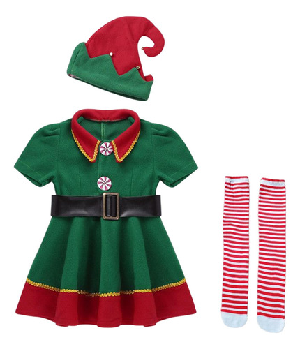 Disfraz De Duende Navideño Ropa Cosplay Mujeres 130cm