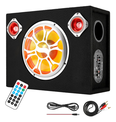 10''bocinas Subwoofer Amplificado Para Auto 1000w+luz+remoto