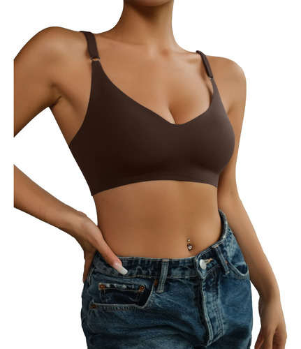 Bralette Con Cuello En V Y Sujetador Sin Costuras Para Uso D