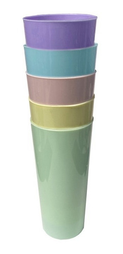100 Vasos Trago Largo Flexibles Colores Pastel