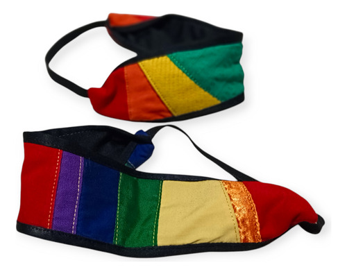Vincha De Diseño Para El Pelo Tela Lgbt Upcycling Patchwork Lgbt Doble Borde Negro