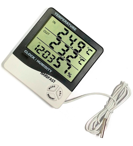 Termometro Digital Sensor Umidade Hidrômetro Relogio Sonda