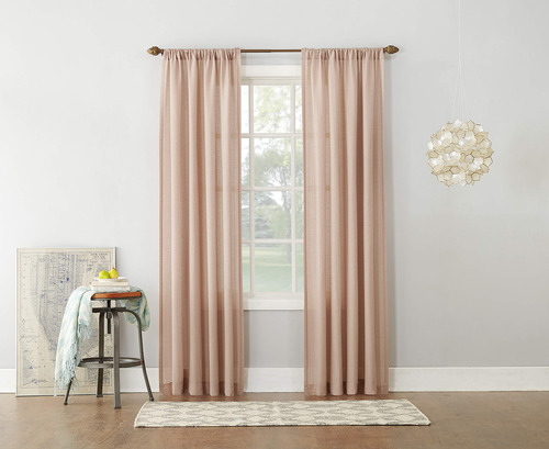 Cortina Semitransparente Rosa Rubor 137 X 213 Cm Bolsillo Ba