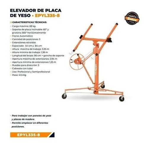 Imagen 3 de 4 de Elevador De Placas 68 Kg. Lusqtoff Epyl335-8