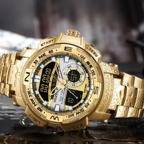 Relogios Masculinos A Prova D Água Aço Inoxidável Dourado