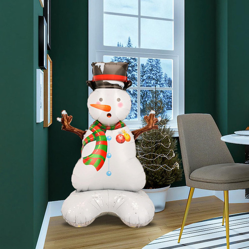 M Balão De Natal Balão De Pé Feliz Boneco De Neve 120x75cm