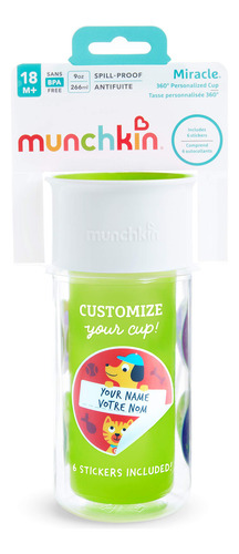 Sippy Cup Munchkin Miracle 360, Aislante, 270 Ml, Con Pegati