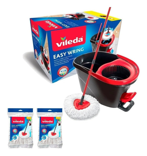 Vileda Easy Wring Balde Pedal Cabo + 2 Repuestos Mopa 6c