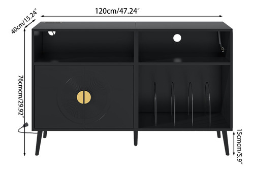Soporte Grande Para Tocadiscos Marca X Modelo Y Con Puerta Color