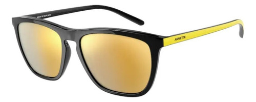 Gafas de sol - Arnette - Fry - An4301 27975a 55 Color de montura: negro, color de varilla, amarillo, color de lente: amarillo, diseño de espejo, gatito