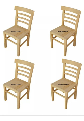Set 4pz Silla De Comedor Cómodas 100% Madera Uso Rudo