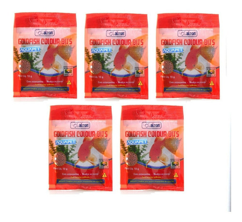 Kit Com 5 Unidades Ração Goldfish Colour Bits 10g Alcon