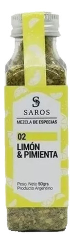 Sazonadores Naturales Saros 02 Limon Y Pimienta 50 Gr