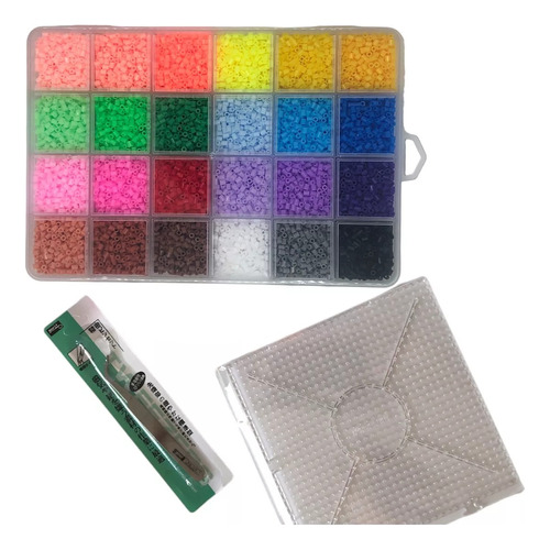 Estuche 6000 Hama Beads 18 Colores +tabla Pinza Papel Perler