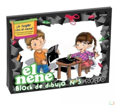 Block De Dibujo El Nene Nº5 Negro 24 Hojas. Ideal Niños