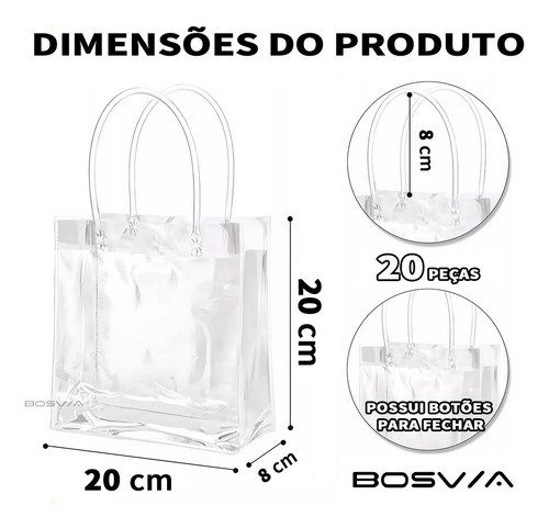 R0x Para 20 Sacolas De Presente Com Alça Transparente Para