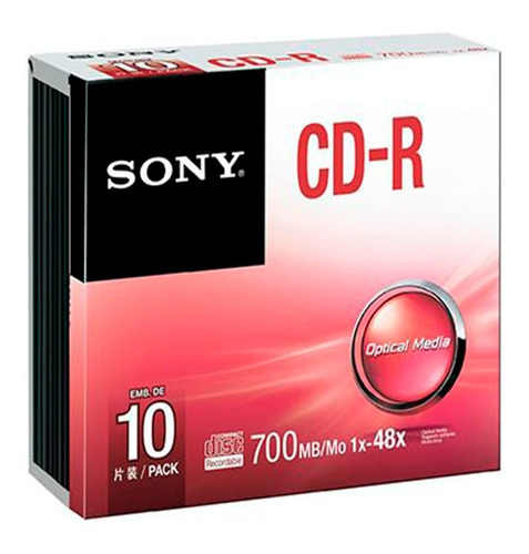 Disco Cd-r Sony Grabable 700mb 48x Musica Fotos Cono X 10 Cd