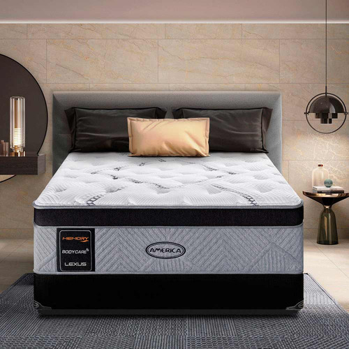 Colchón Lexus América Memory Foam Queen Size 39 Cm Color Blanco