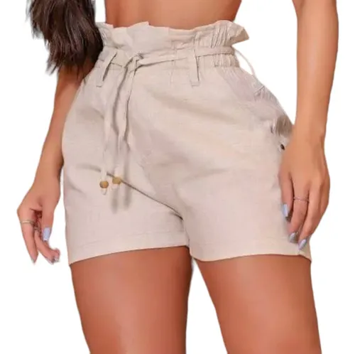 Short Clochard 34 Ao 46 Cintura Super Alta No Linho Panam