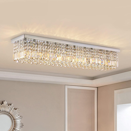 Siljoy Candelabro Rectangular, Moderno Candelabro De Cristal