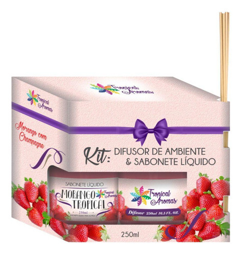 Kit Refil Difusor Aromas E Sabonete Líquido 250ml Morango