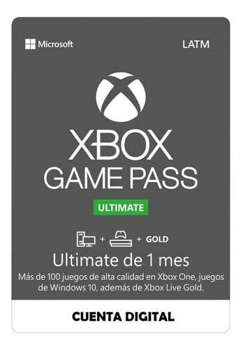 Imagen 1 de 7 de Xbox Live Gold + Game Pass Ultimate 1 Mes Envío Inmediato