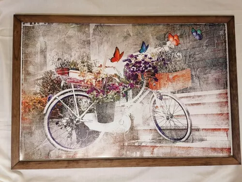 Cuadros Decorativos Bicicleta Mariposas Vintage (120x60 Cm)