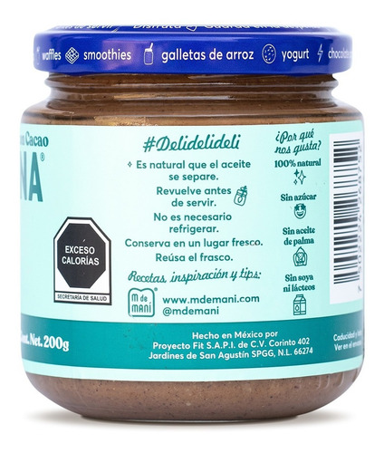 Avellina Cocoa Marca M De Maní. Caja Con 12 Pzs Frasco 200 G