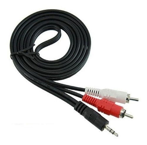 Imagen 2 de 3 de Cable Audio Adaptador De Dos Rca Macho A Auxiliar 3,5mm 3mts