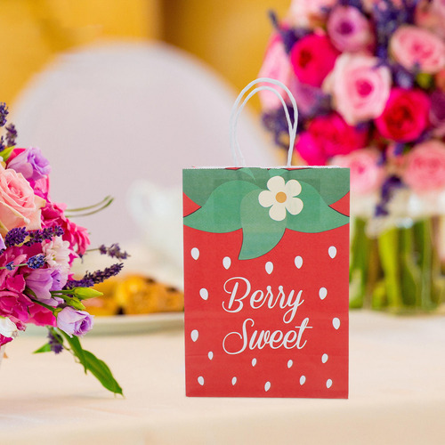 12 Bolsas De Regalo De Fiesta Con Forma De Fresa Con Asas St