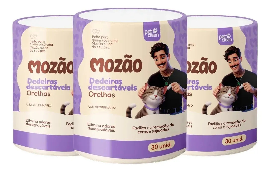 3 Dedal Care Lucas Lucco Limpeza De Orelha Gato 30un - Mozão