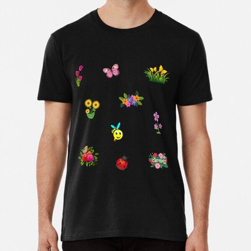 Remera Flores De Primavera Y Mariposas, Insectos Algodon Pre