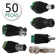 Kit 50 Conector Adaptador Plug Borne Bnc P4 Rca Macho Co50