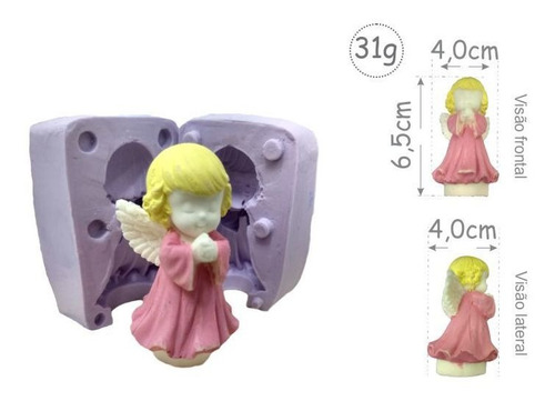 Imagem 2 de 2 de Molde Forma Silicone Anjo Menina Orando Mini Mod 2