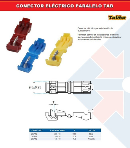 Imagen 4 de 4 de Conector Electrico Desplazamiento Tipo Tab 22-18 Awg 100pz