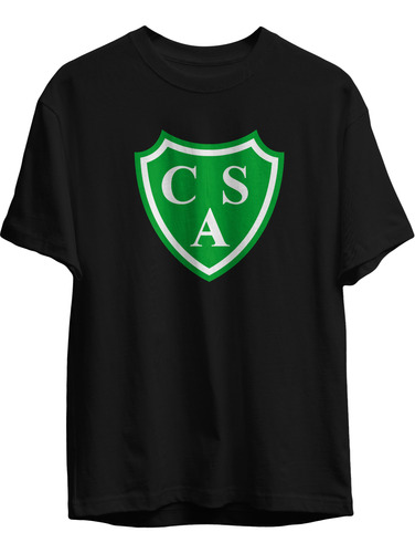 Remera Sarmiento De Junin Logo En El Pecho Simple Negra